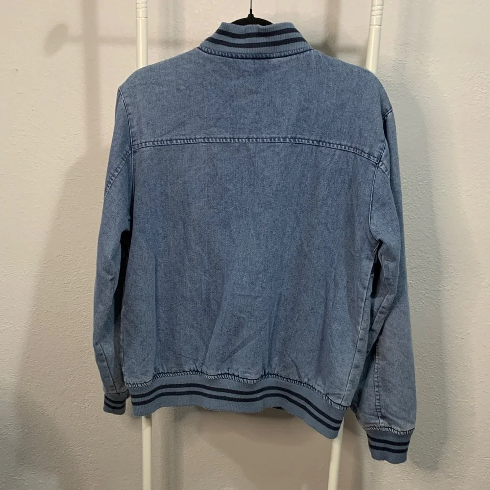 Ring‎ of Fire Blue Denim Bomber Jacket with Navy Accents